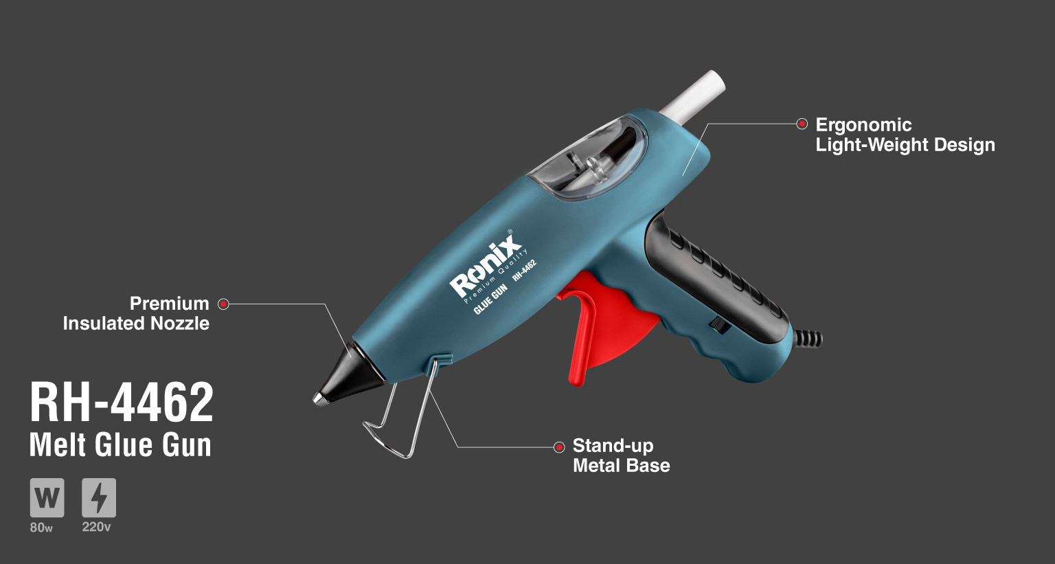 2024 Ronix RH-4463 Model Hot Glue Gun 20W High Temperature Hot Melt Glue Gun heating gun for Packaging Repairing