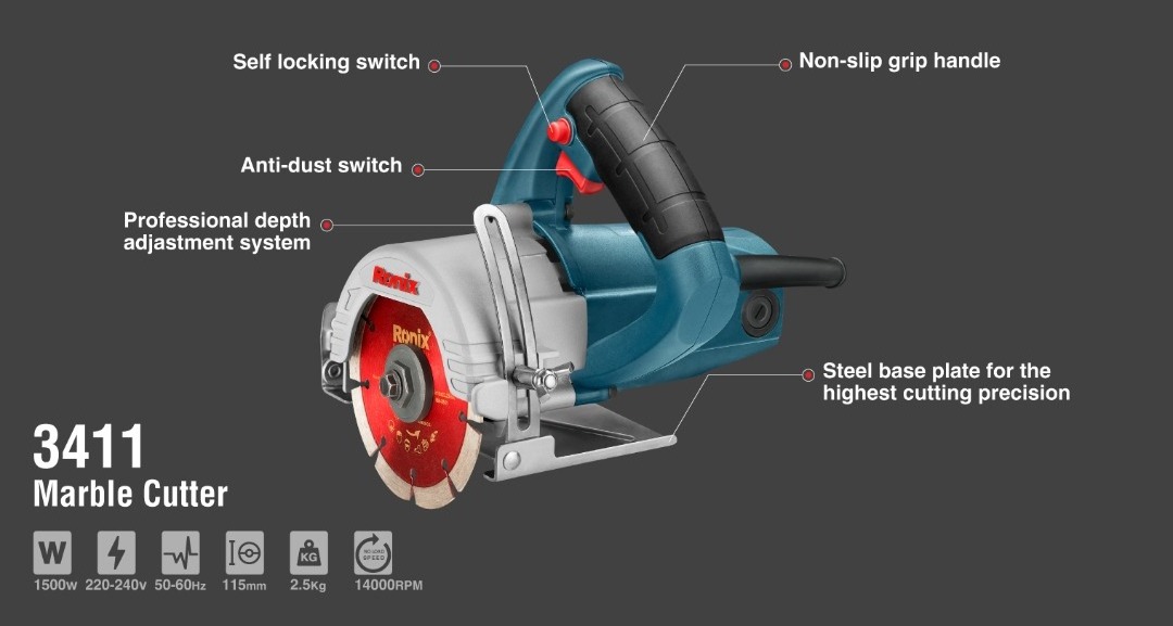 1400W 110mm Ronix 3413 Model Tile Saw 220V Electric Stone Cutting Machine Marble Saw cutter