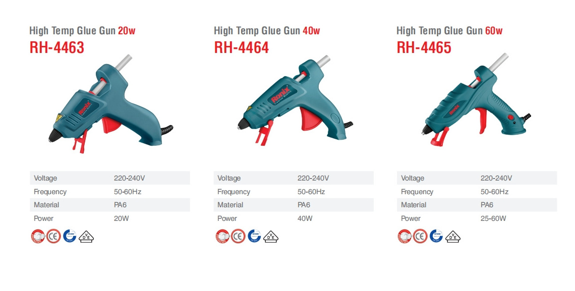 Ronix RH-4462/4463 Hot sale 220V 60W Electric silicone hot melt glue gun 20w high temp hot glue gun