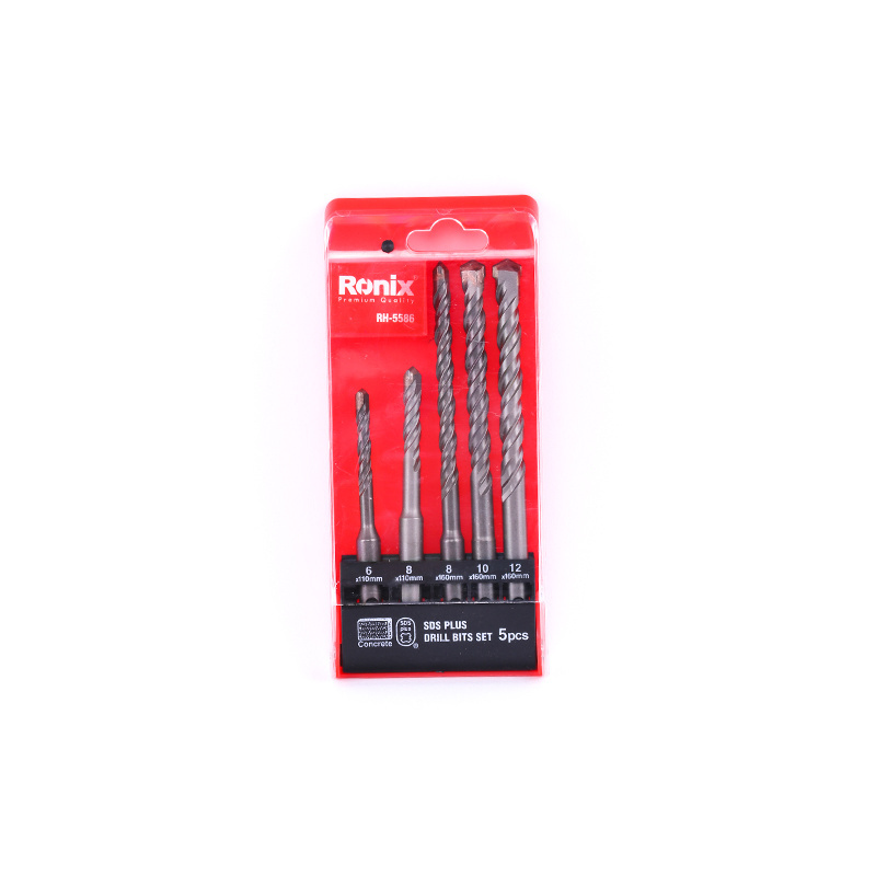 Ronix RH-5586 Model Steel 5Pcs Hammer Drill Bits Set carbide tip For Rotary Percussion In Masonry Concrete