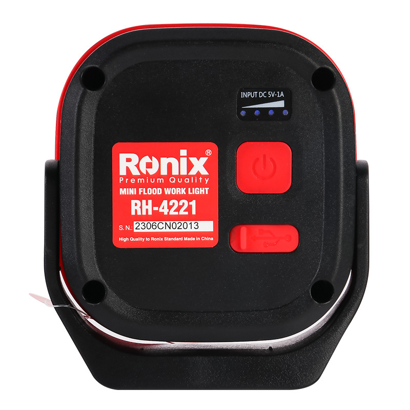 Ronix RH-4227 Wholesale cordless LED work light with 2 USB 18V rechargeable lithium battery powered portable Camping Light