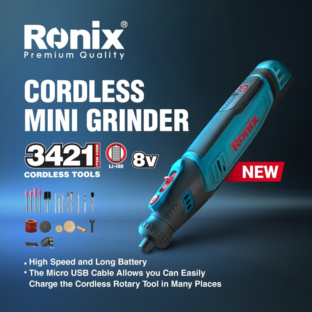 Ronix 3421 8V Cordless Rotary Tool 5-Speeds 30000 Rpm Mini Power Rotary Tool With 26 Accessories Cordless Rotary Tool Kit