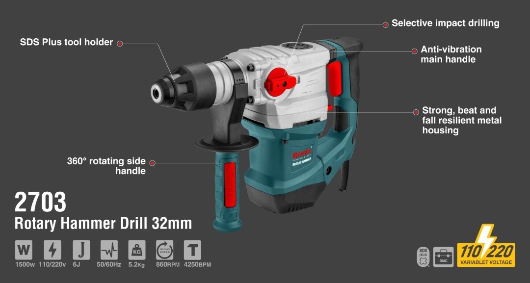 Ronix 2703 Compared With Single Function Switch Design Hammer Double Function Switch Design Extend Service Life Electric Hammer