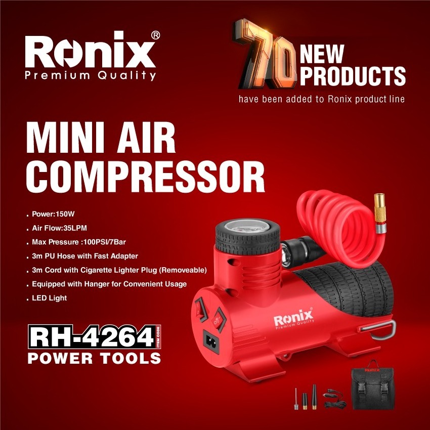 Ronix RH-4264 Hot Selling Professional DC Mini Digital Air Compressor Central Pneumatic Air Compressor Motor