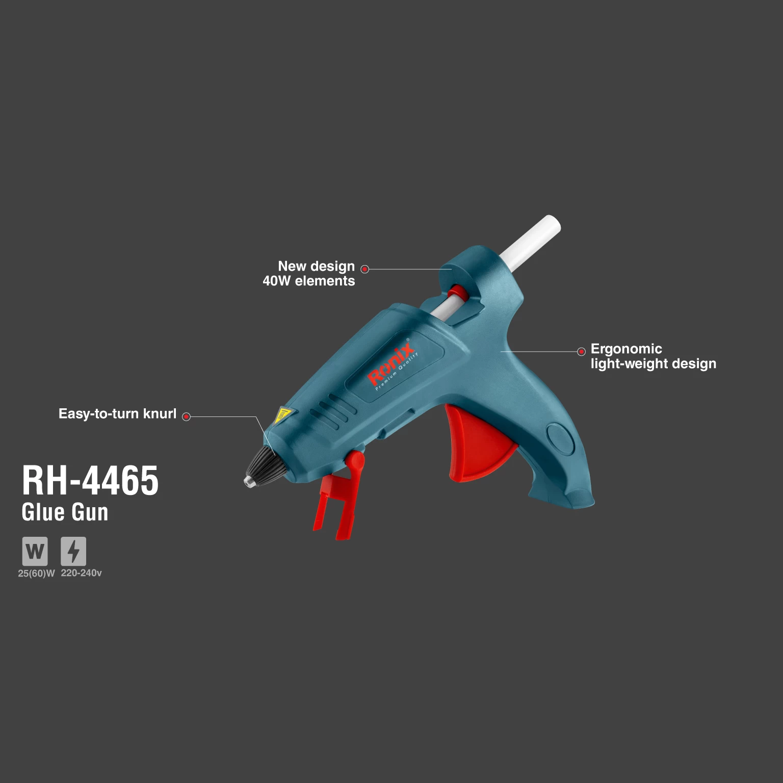 Hot Glue Gun Ronix RH-4465 High Temp Glue Gun 25(60)w 220v,industrial hot glue gun,hot glue gun,hot melt glue gun