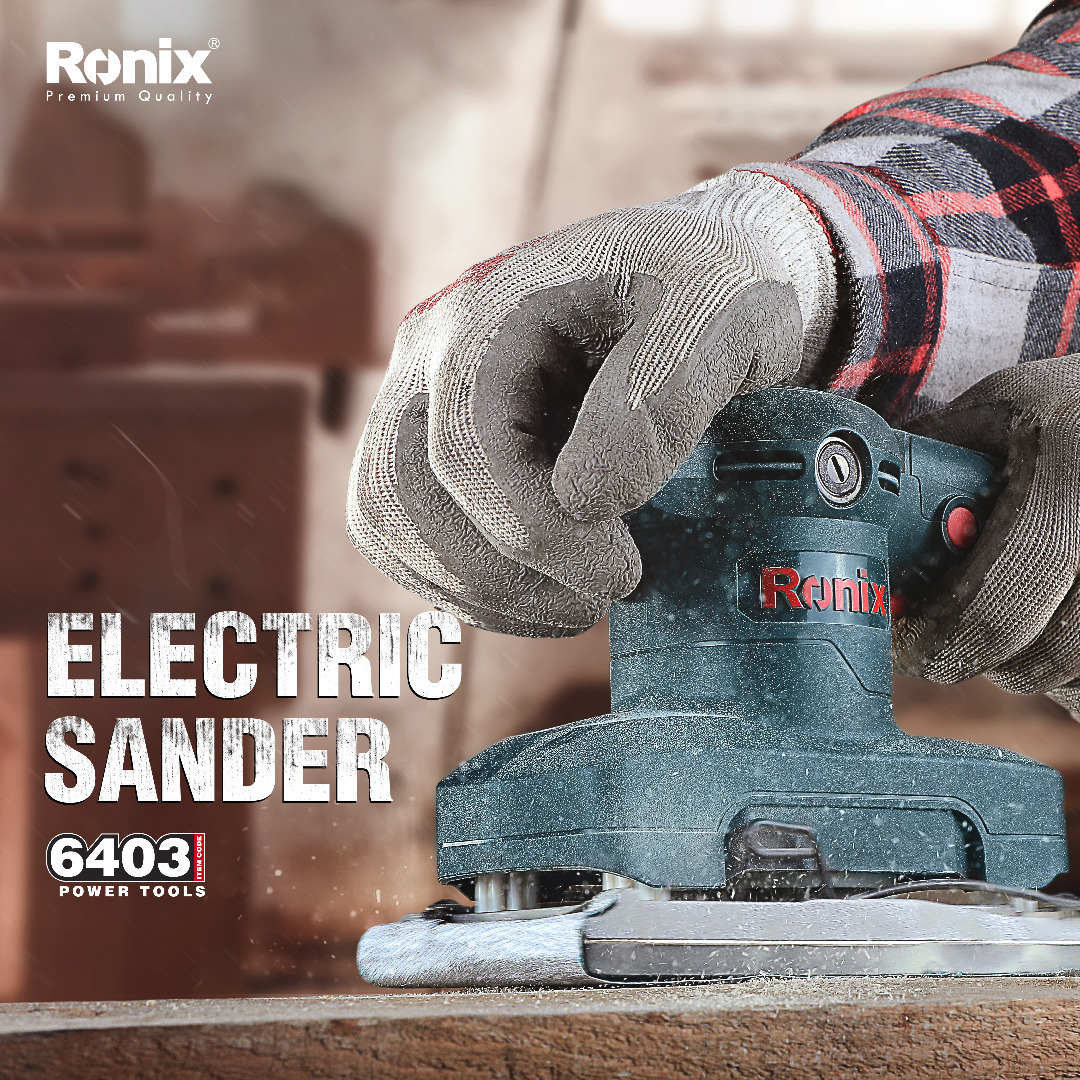 Ronix 6403 Electric Sander 320W 14000RPM Orbital Straight Line Mini Electric Sander Machine Orbital Electric Polisher