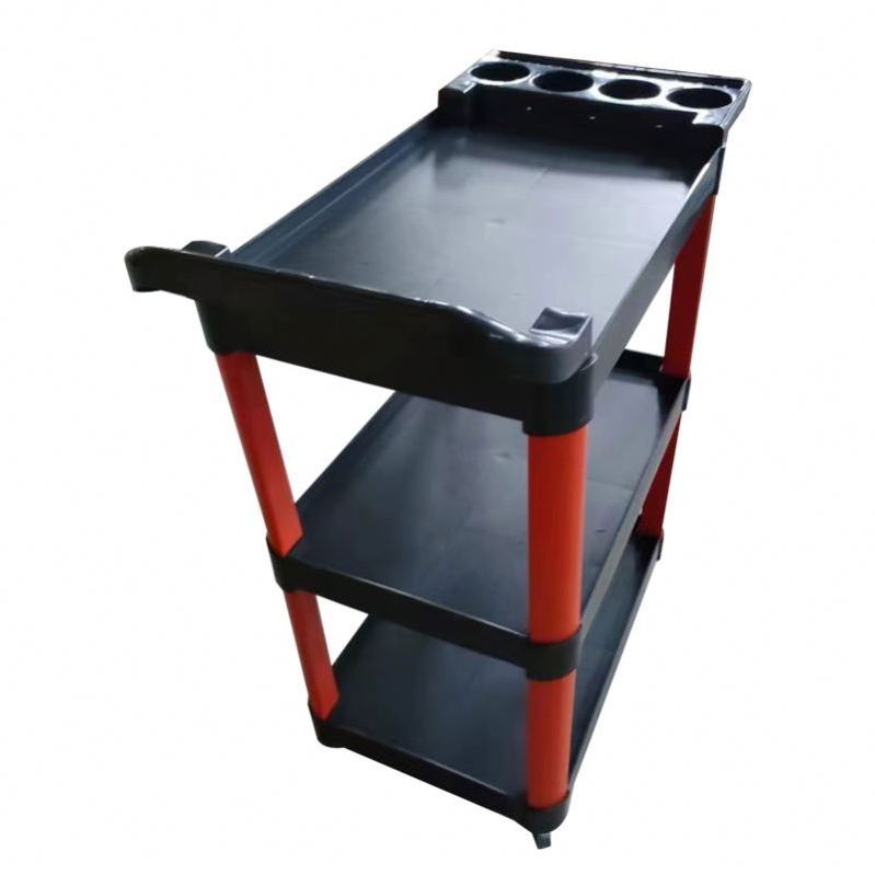 Multifunctional Use Car Detailing Cart Customized OEM LOGO Plastic Tool Car 3 Shelf Tool Cart