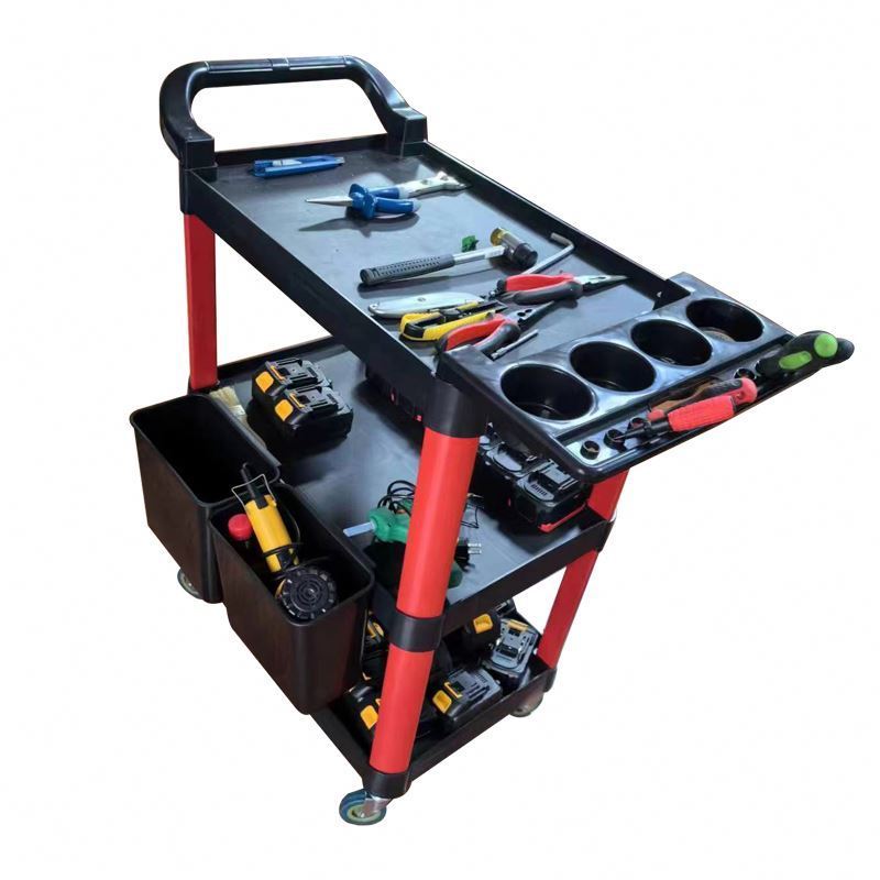 Multifunctional Use Car Detailing Cart Customized OEM LOGO Plastic Tool Car 3 Shelf Tool Cart