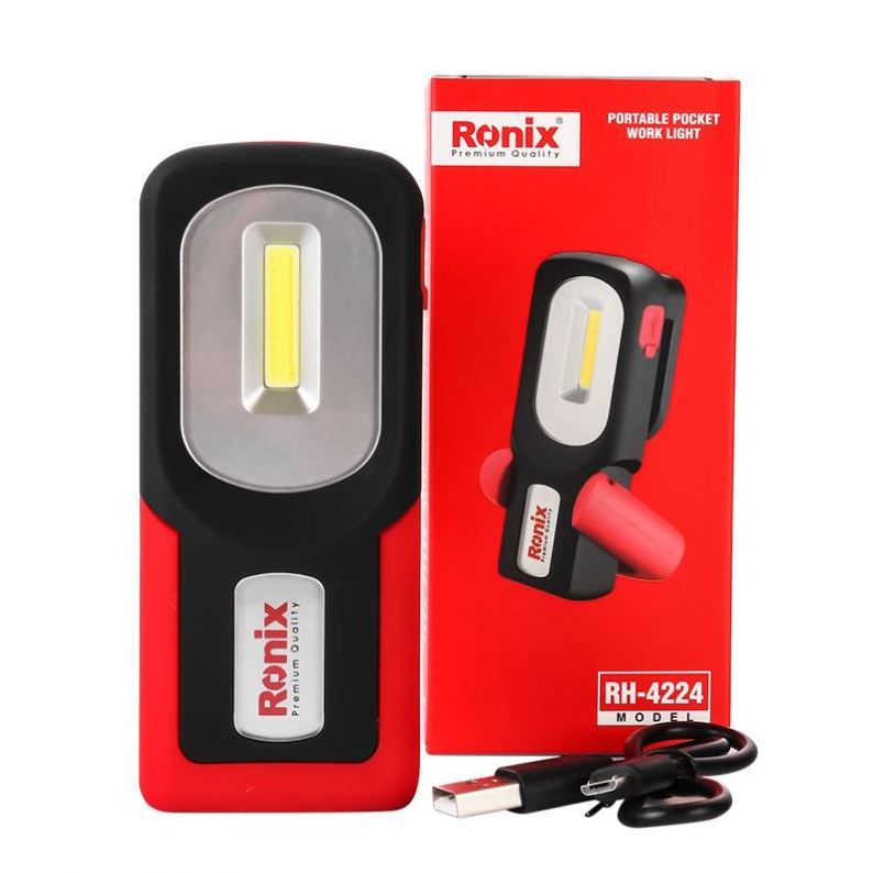 Ronix Rh-4224 Oem Les Cob Portable Usb Cable Magnetic Pocket Work Light Flashlight