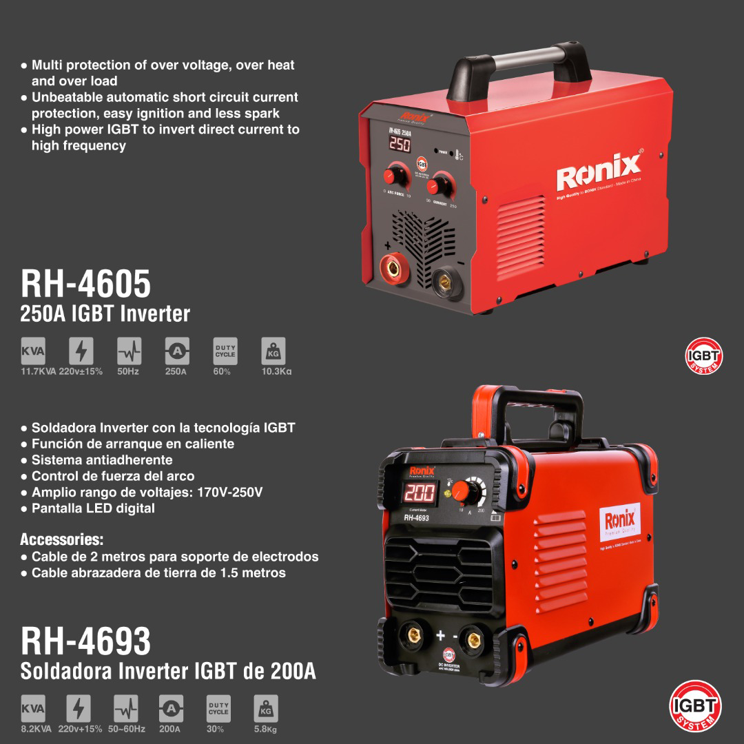 Ronix Rh-4693 Ac 220V Mini Welding Machine 200Amp Arc Mma Welder Dual Voltage Stick Welder Wide Voltage Inverter