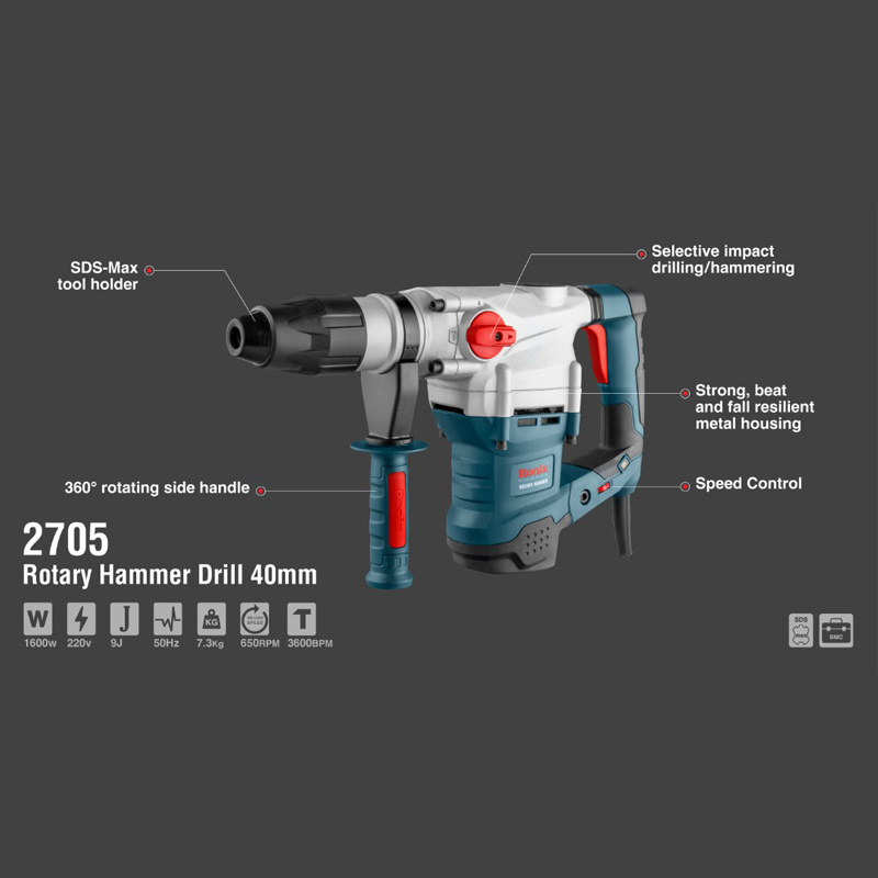 Rotary Hammer Ronix 2705 40mm SDS Max Electric Rotary Hammer Drills 1600W High Power Electric Impact Power Hammer Drill