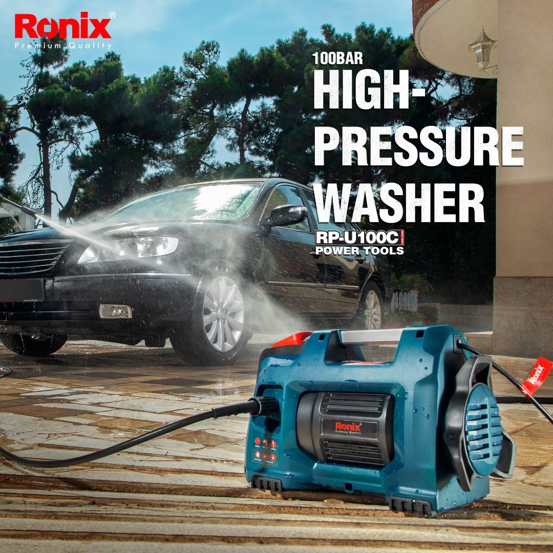 Ronix Rp-u100C High Pressure Washer Professional Washer Cleaner With Soap Bottle And Hose Reel Best For Cleaning Cars Driveways