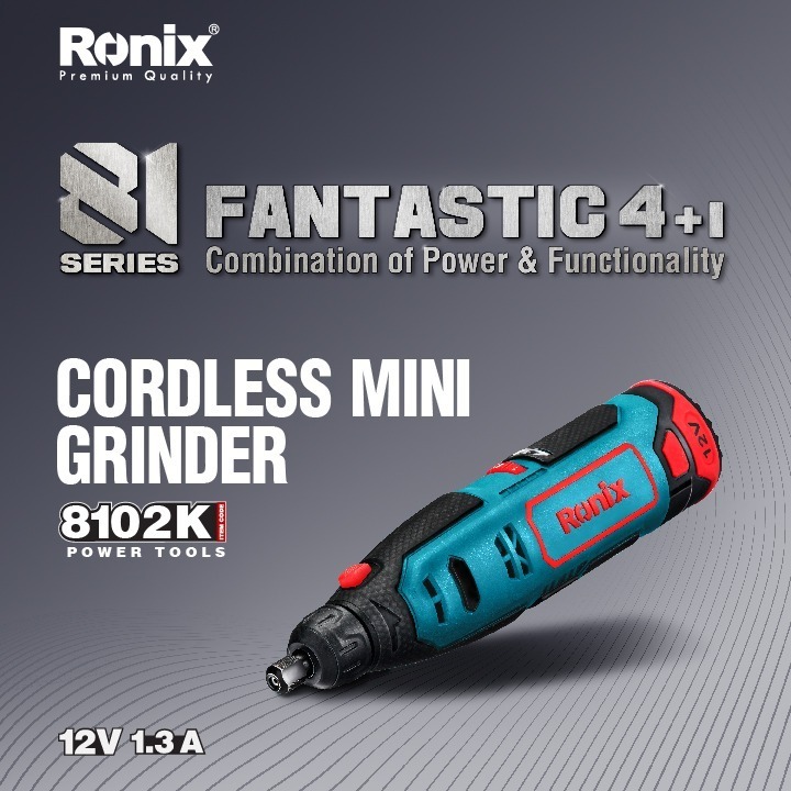 Ronix Model 8102K Cordless Rotary Grinding Polishing Tool Kit 12V Mini Electric Grinder