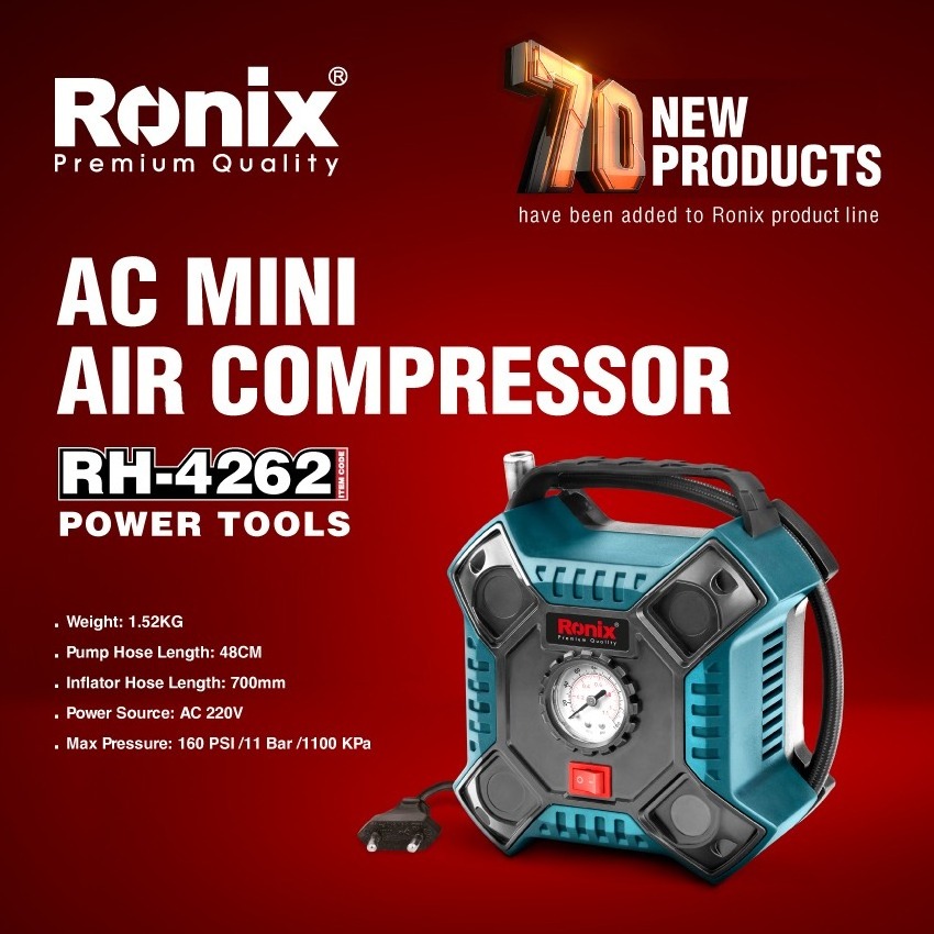 Ronix RH-4262 Hot Selling Professional AC Mini Digital Air Compressor Central Pneumatic Air Compressor Motor