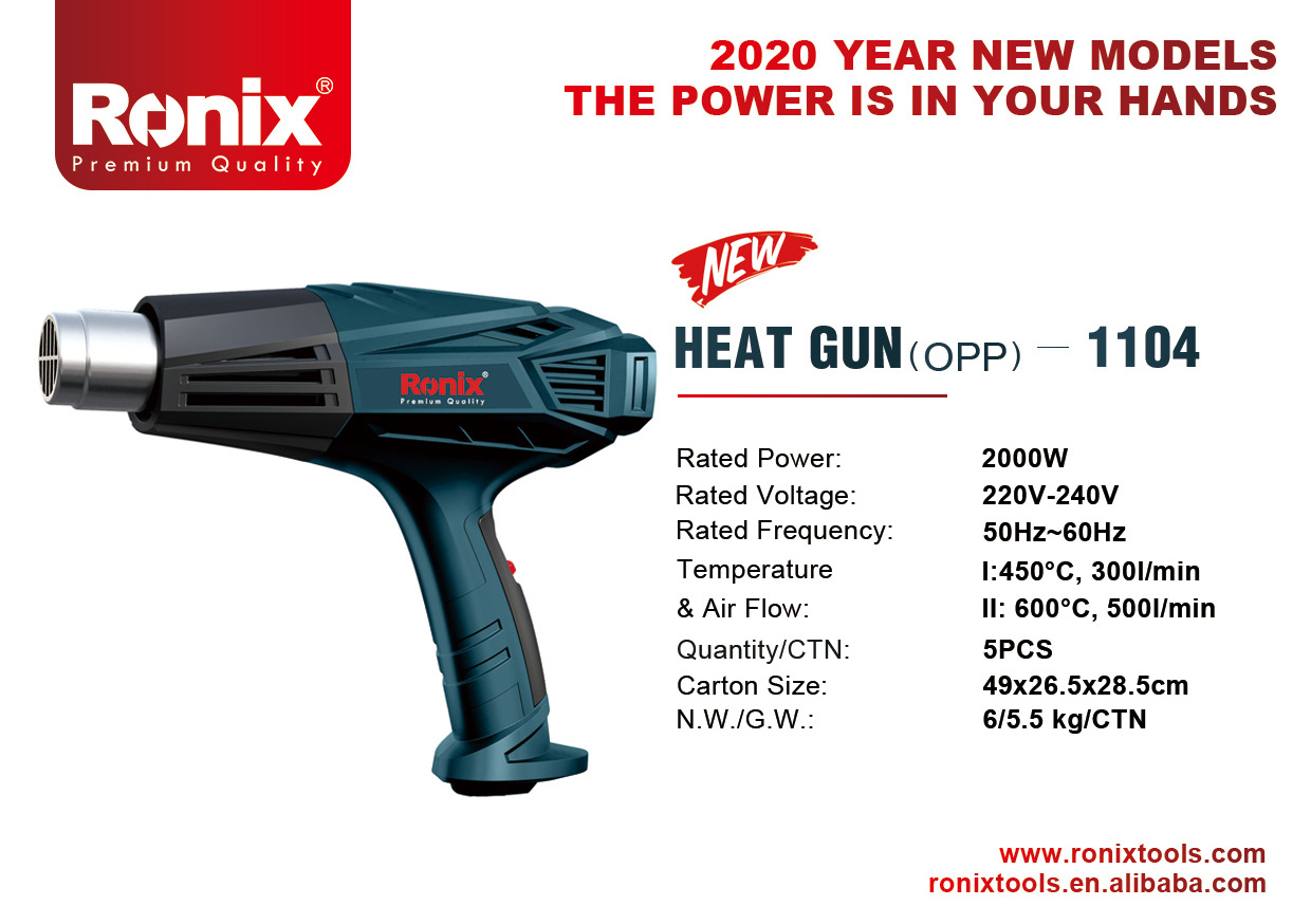 Ronix 1104 Hot Selling 50-60Hz 2000W Professional  Multi Temperature Heat Gun Heat Gun 2000W Heat Gun Iron Three In One