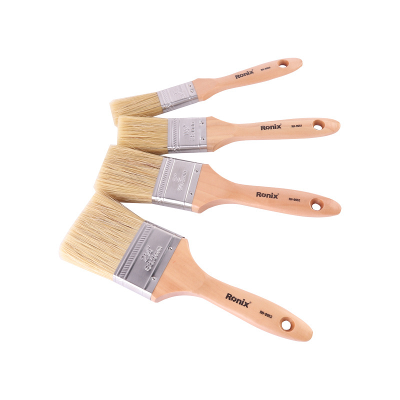 Ronix Wooden Handle Paint Brush RH-9951 Natural White Bristle Chip Art Brushes Natural Wooden Handle Oil Paint Brush Set