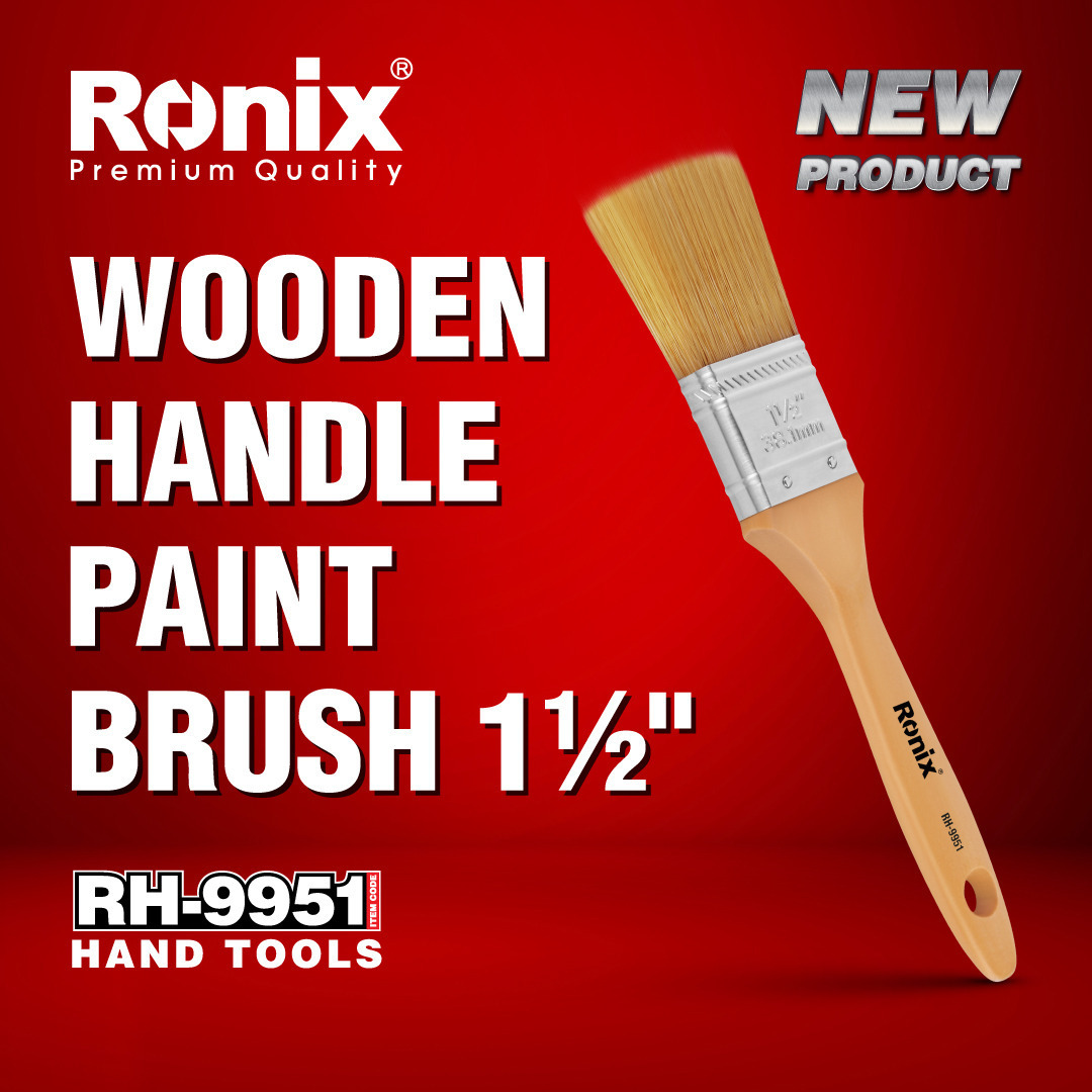 Ronix Wooden Handle Paint Brush RH-9951 Natural White Bristle Chip Art Brushes Natural Wooden Handle Oil Paint Brush Set