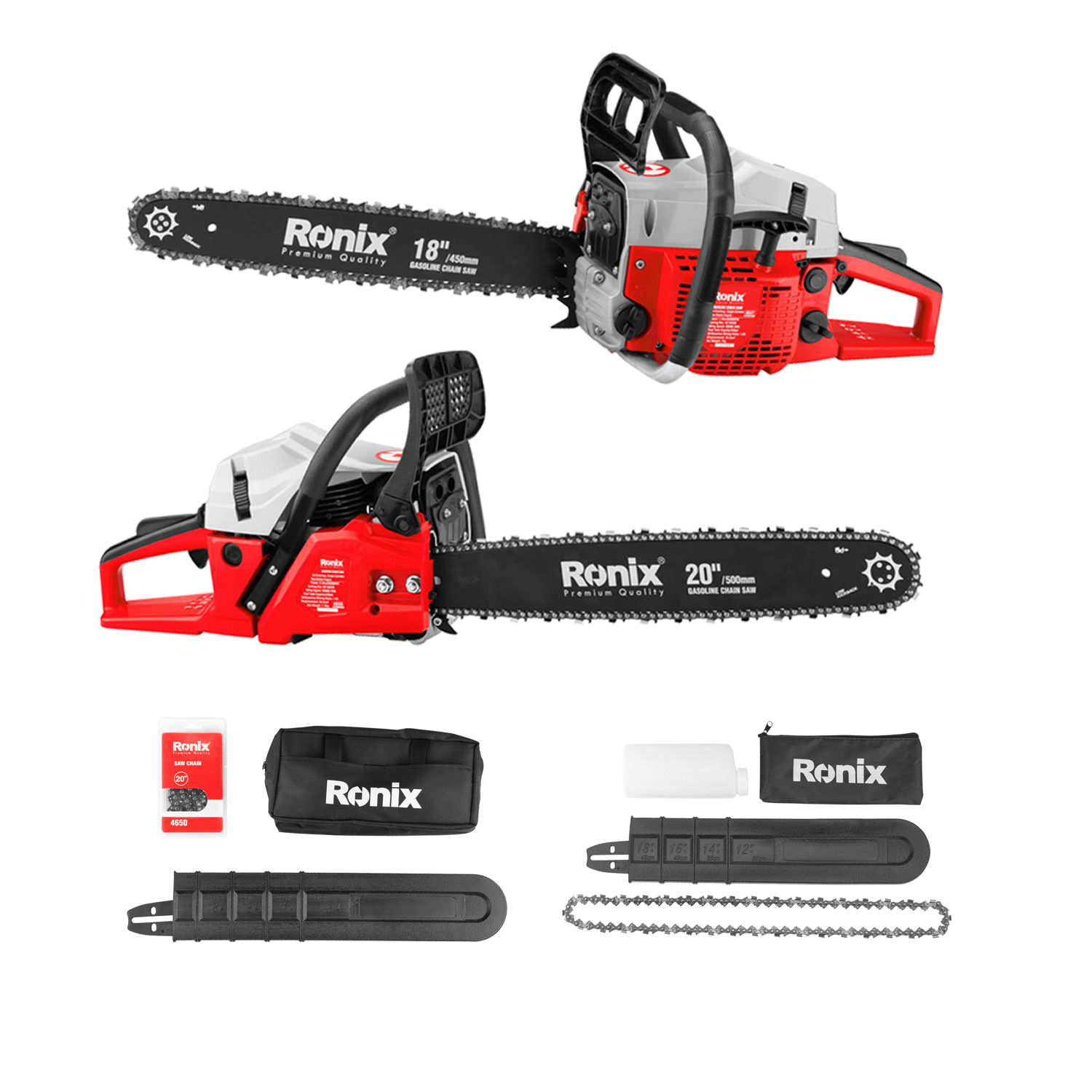 Chain Saw Professional 52CC Heavy Duty 45CM 18Inch Powerful Petrol Ronix 4647 Gasoline ChainSaw chainsaw 4 stroke