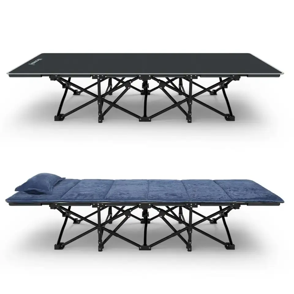 Outdoor aluminium adults customizable single 600D Folding Camping Bed Discount Price Lightweight Single Sleeping bed