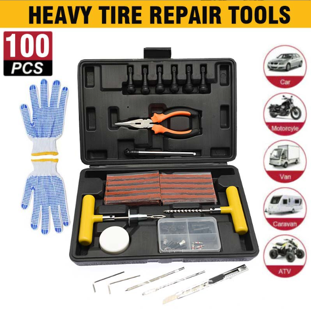 Customized 100pcs Tubeless Puncture kit Car Repair Tool Set Truck Tire Repair Tools Kit for Tire Repair Car