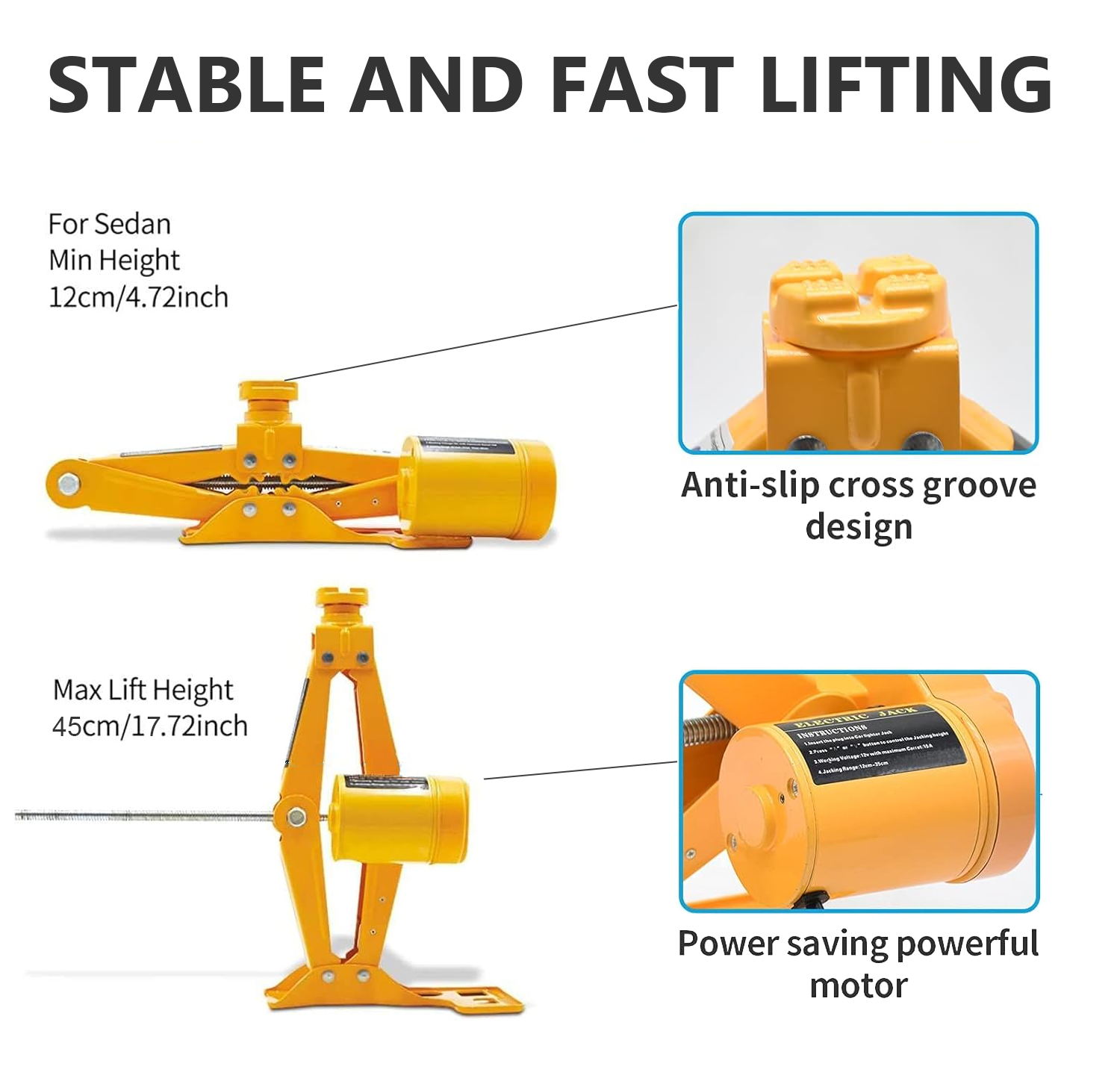 Hot Sale 12V Automatic Car Scissor Jack Set  3 in 1 Car Electric Jack Wrench Set Repair Kit 2 Ton 3 Ton Car Jack Lift