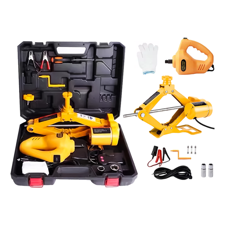 Hot Sale 12V Automatic Car Scissor Jack Set  3 in 1 Car Electric Jack Wrench Set Repair Kit 2 Ton 3 Ton Car Jack Lift