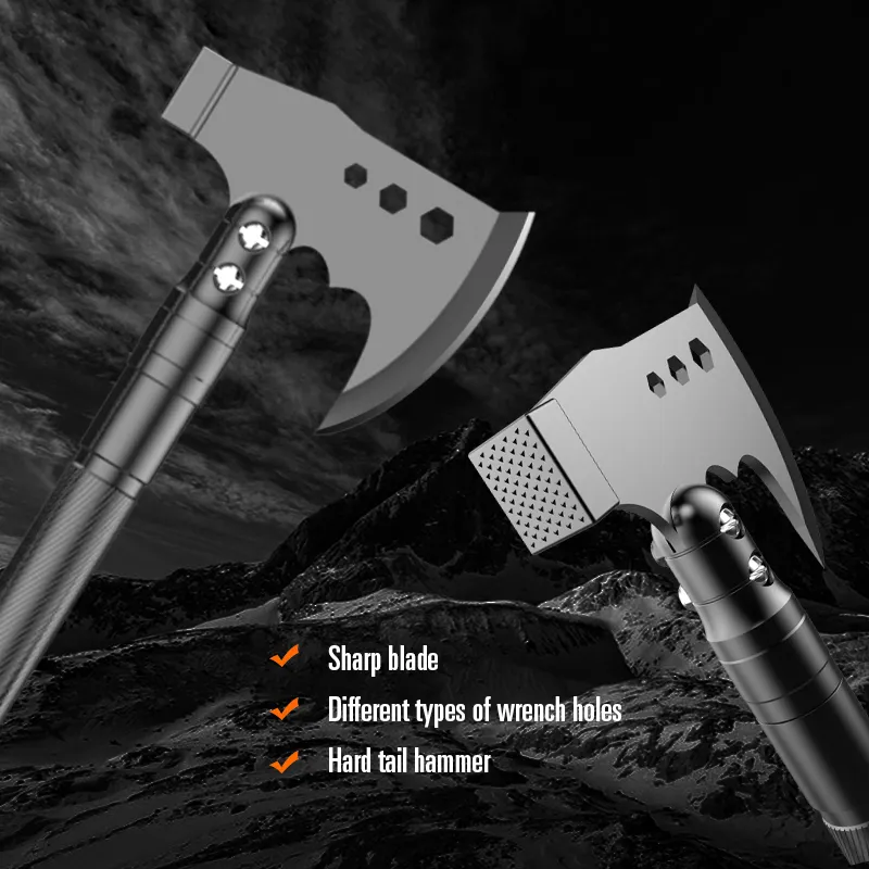 RONIX Multifunctional outdoor small axe dual head dual-purpose medicine hoe garden shovel tactical pickaxe hand axe knife