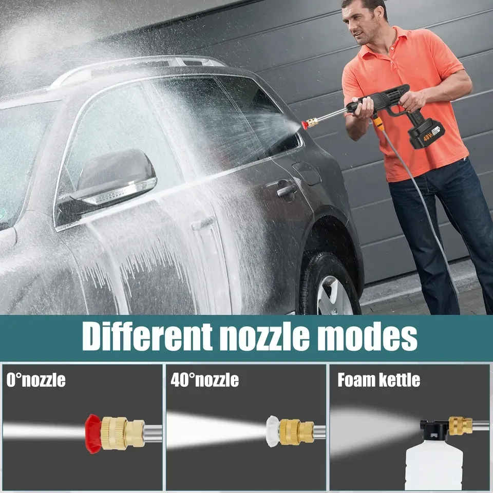 RONIX Wireless Car Wash Gun, 21v Cordless High Pressure Car Washer Sprayer Portable Car Wash Gun