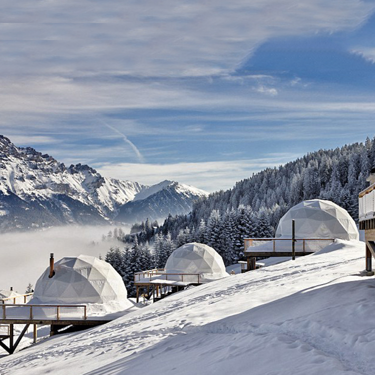 Glamping Igloo Glass Dome Tent For Resort With 360-degree Panorama View At Seaside