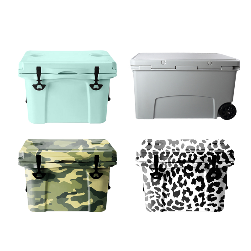 60qt Plastic OEM Ice Chest Cooler Box for Hiking Ice Cooler Box, Icebox Set Ice Chest Cooler with Wheels