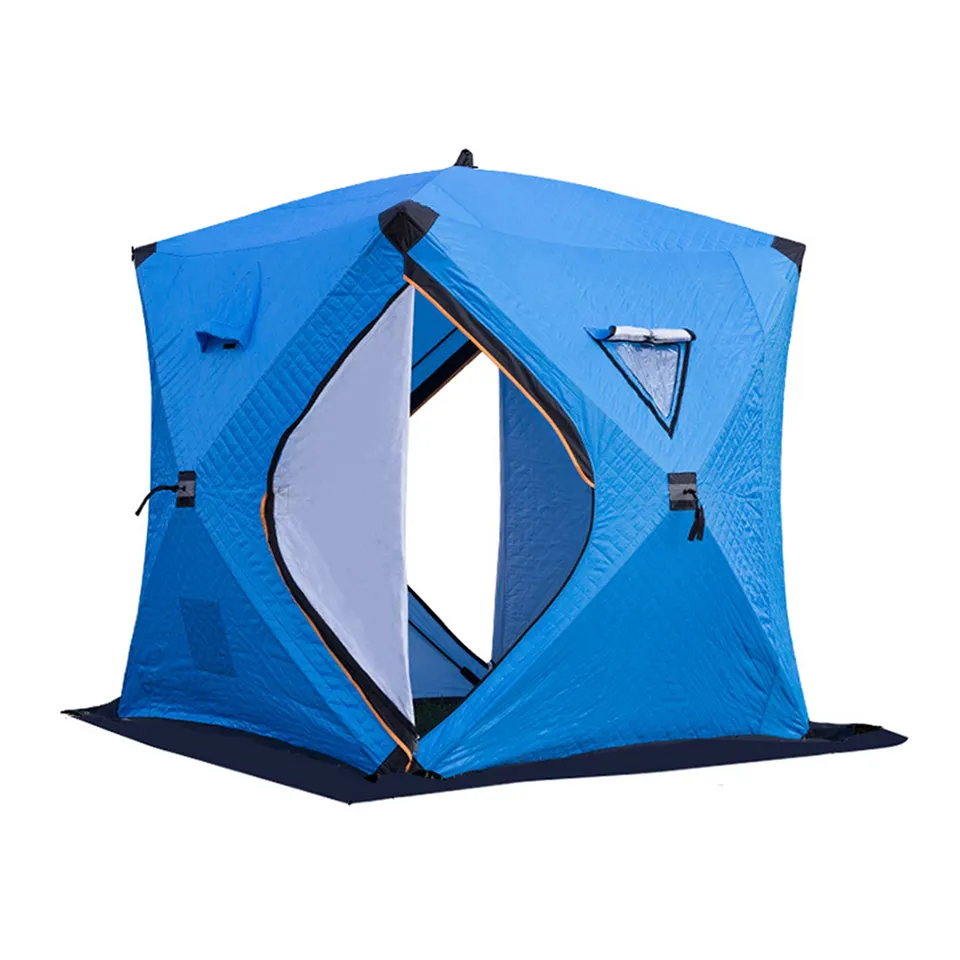 Hot selling Large Space Waterproof Cotton Insulated Quick Open Winter Ice Fish Tent for 4-5 Persons