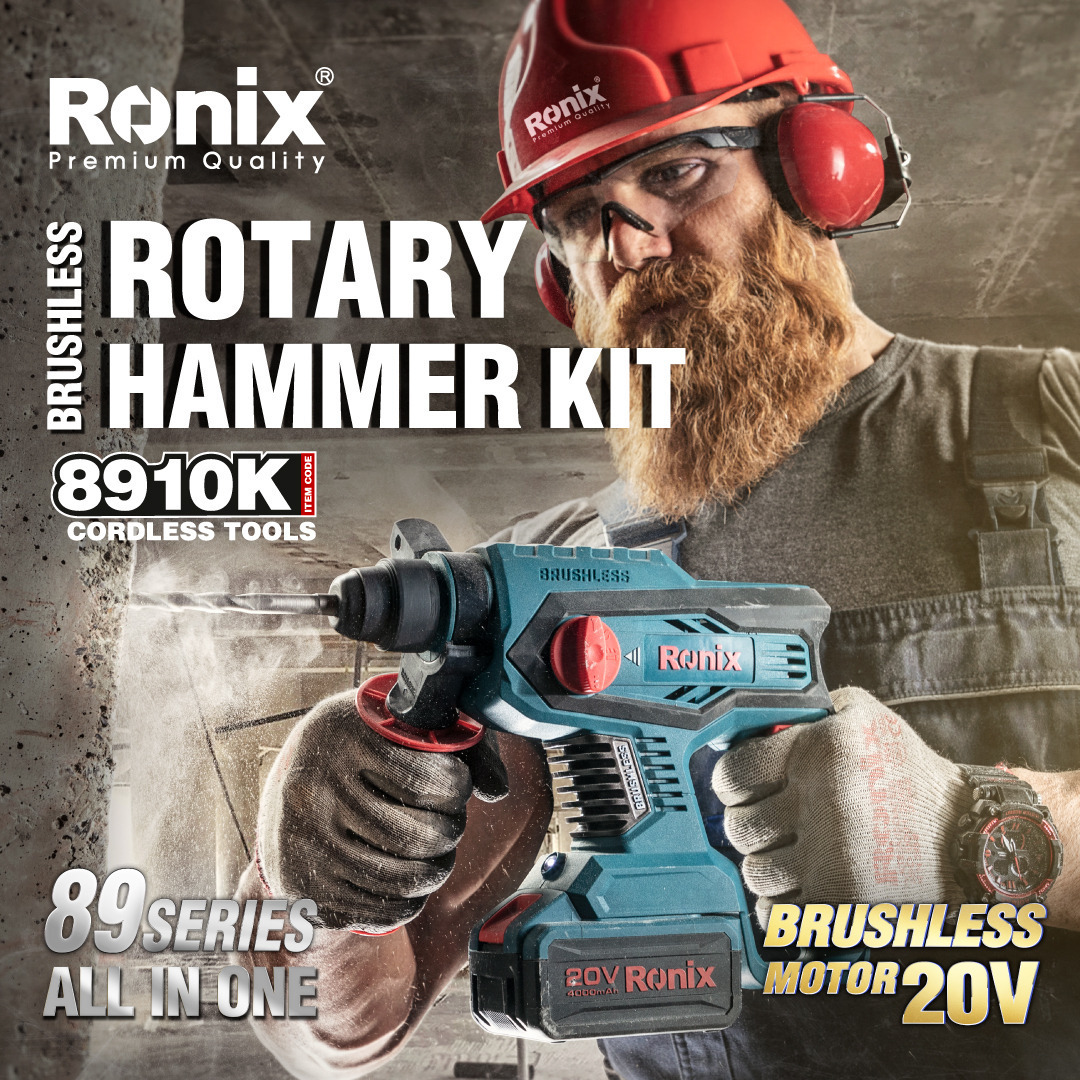 RONIX 8910k Electric Hammer 26mm Power Tools Rechargeable Lithium Battery brushless 20V Cordless Hammer Drill