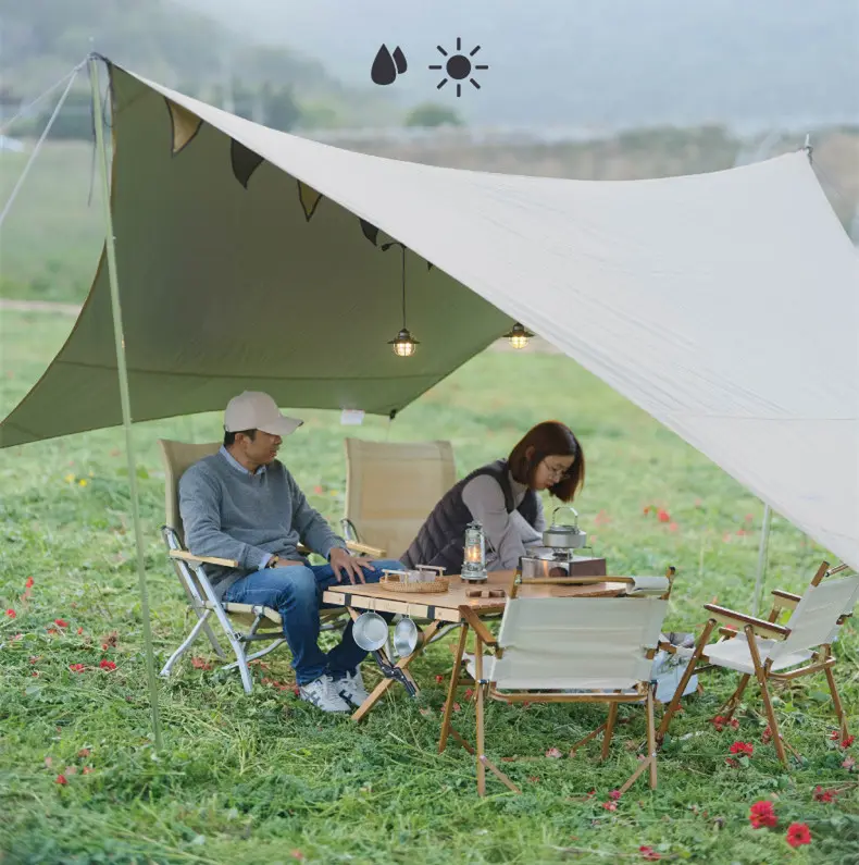 Outdoor Shelter Shade Sun Shade Rain Fly Camping Tarps with Tent Poles,Beach Tents Sun Shelter Tent