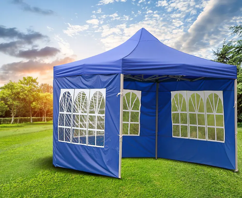 Folding Marquee Gazebo Pop up Canopy Tent Portable Steel Folding Marquee Event Tent with Church Window Side Wall