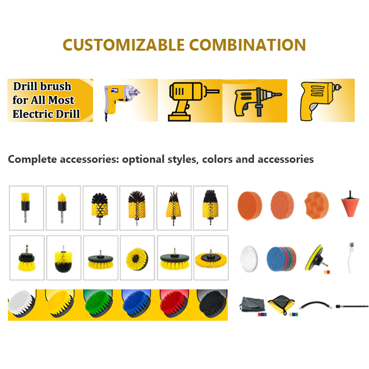 Factory Hot Selling Auto Detailing Brush Drill Cleaning Brush Set 26 Pcs Car Cleaning Tools Kit For Washing Interior Wheel