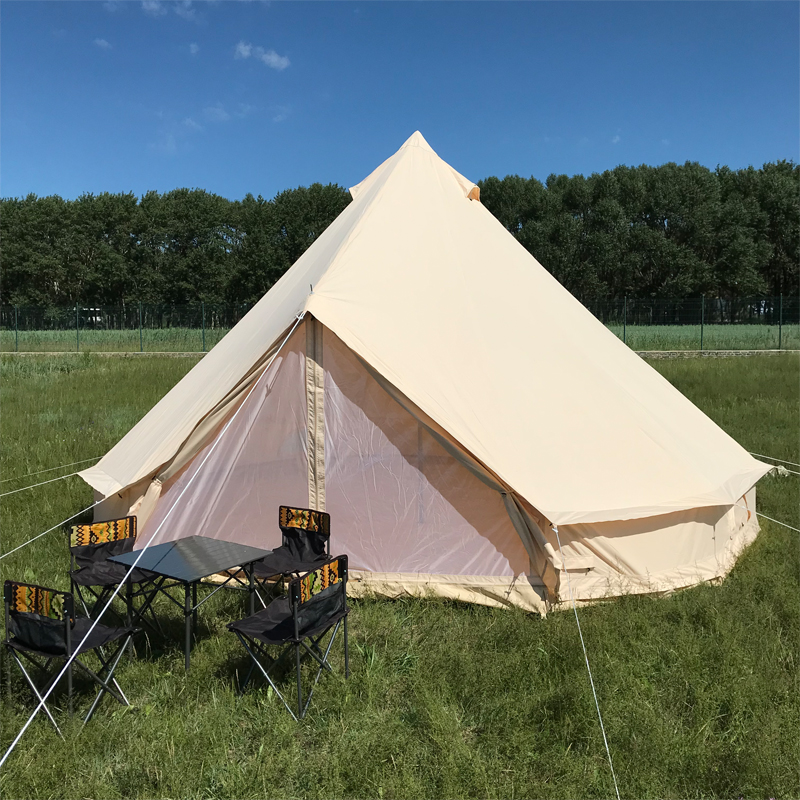 I Outdoor Hot Selling Cheap Luxury Glamping 5M Cotton Canvas Bell Tent For Sale Family Yurt Tent House