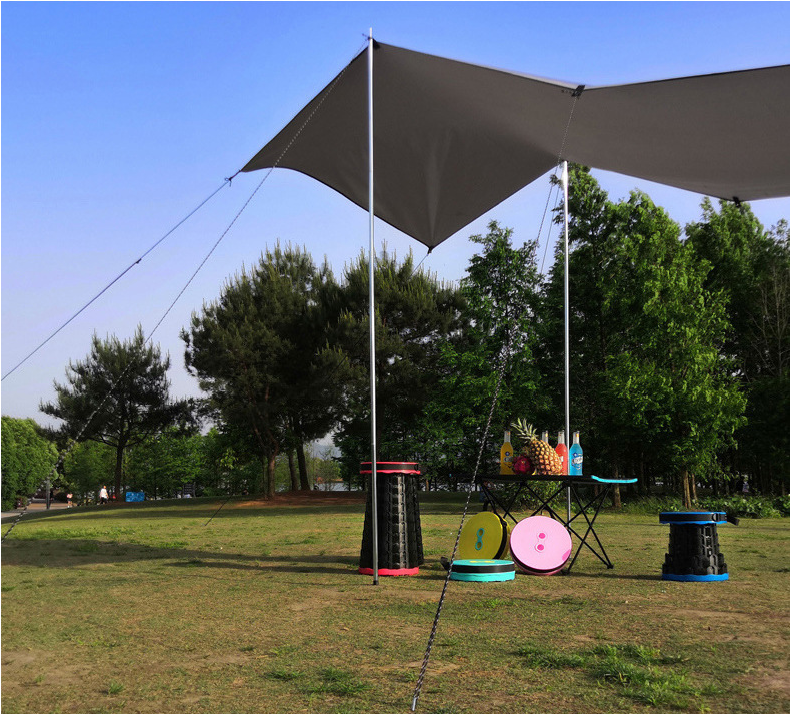 Outdoor Shelter Shade Sun Shade Rain Fly Camping Tarps with Tent Poles,Beach Tents Sun Shelter Tent