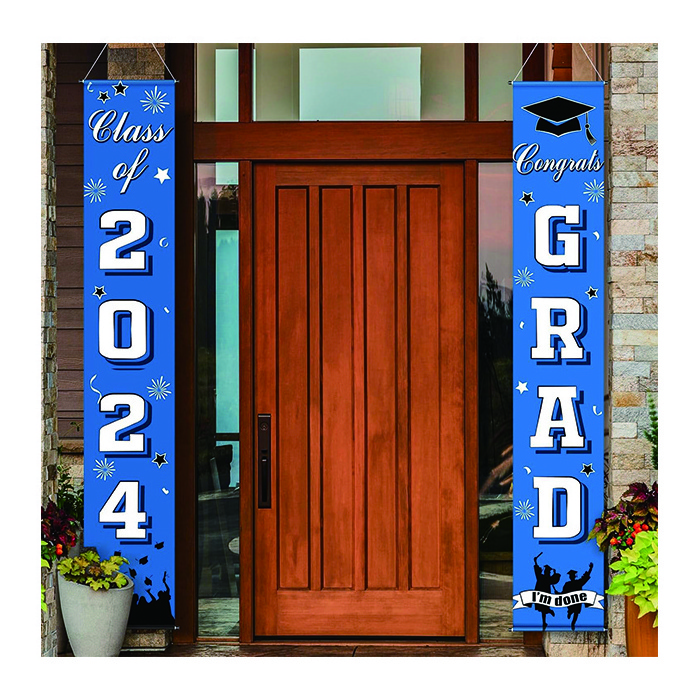 Graduation Door Decorations Class of 2024 Congrats Grad Hanging Door Banner Porch Sign Door Cover for High School College Party