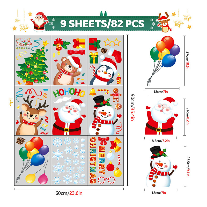 2023 Promotional Holiday Decorative Advertising Decor Halloween Cartoon Snowman Christmas Glass Custom Logo Window Stickers