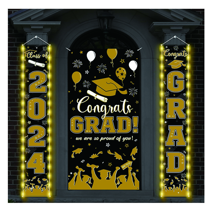 Graduation Door Decorations Class of 2024 Congrats Grad Hanging Door Banner Porch Sign Door Cover for High School College Party