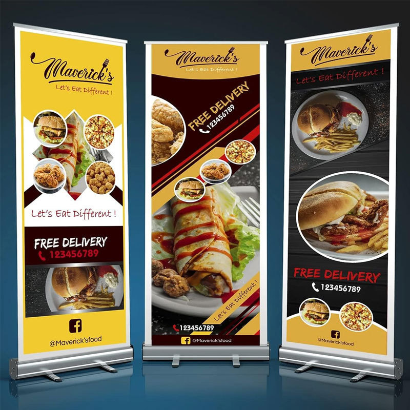 2023 Custom Printing Design 80*200cm Retractable Pull Up Banner PVC PP Roll Up Banner Stand Outdoor Advertising Display