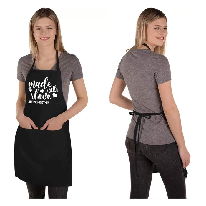 Cheap Wholesales Full Color Sublimation With Text Or Logo Washable Cotton Linen Commerce Kitchen Baking Cooking Custom Apron