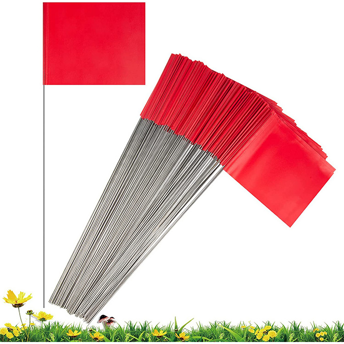 Lawn  Yard Garden PVC Fabric Commerce Stake Marking Flag with  15 inch Steel Wire