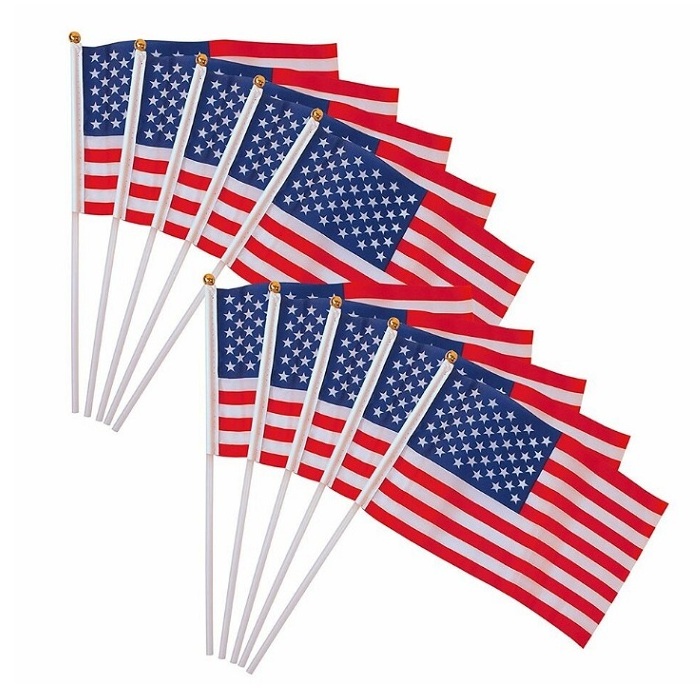 2023 Hot Selling Wholesale Custom Design Hand Wave Flag Cheap Fast Delivery Personalized Plastic or Wooden Hand Flag Sticks