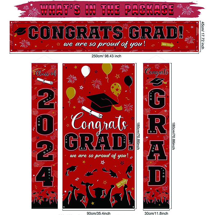 Graduation Door Decorations Class of 2024 Congrats Grad Hanging Door Banner Porch Sign Door Cover for High School College Party