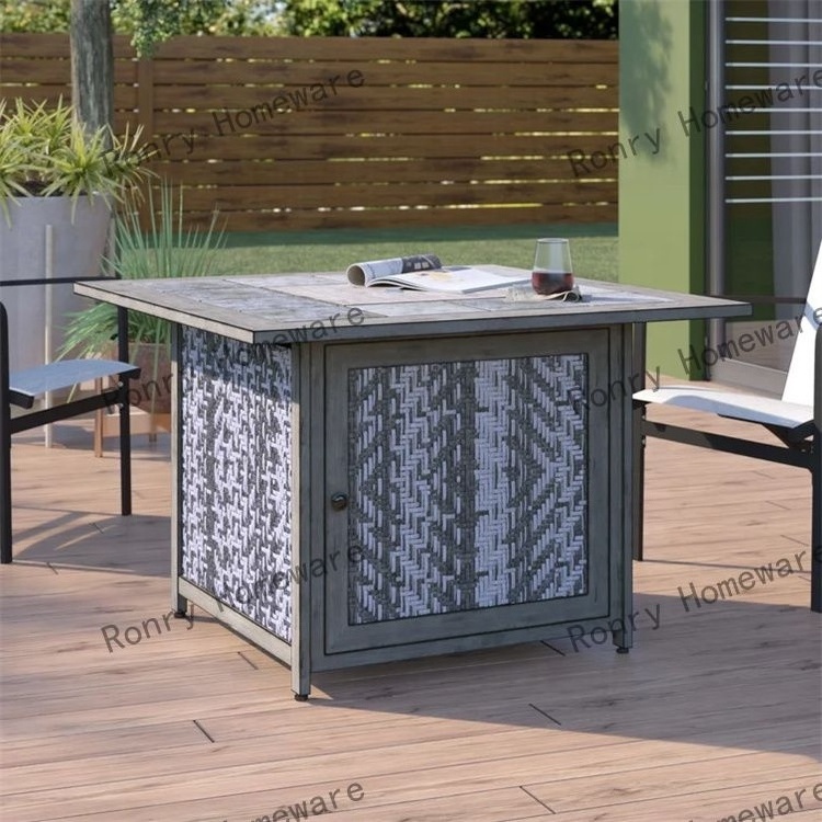 hot sale  steel propane gas fire pit table laser cut manufacture brazier marble outdoor table tops natural gas fire pit