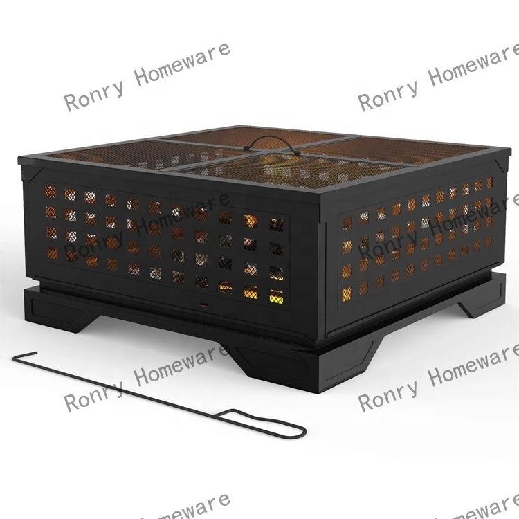 outdoor steel flat packed wood burning portable fire pit for camping portable fire pit  firewood storage