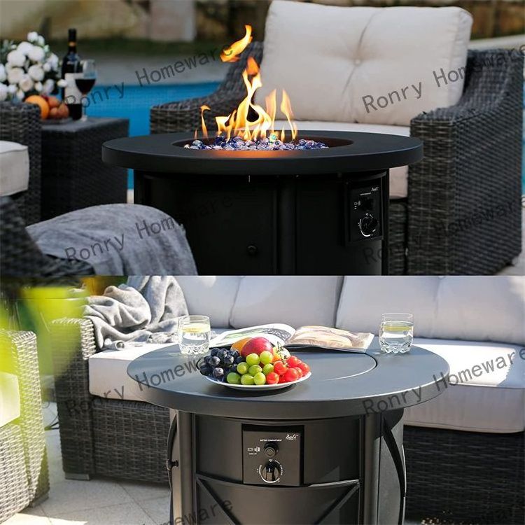 outdoor furniture round propane backyard hot sell garden decoration 40000btu metal  stove table laser cut table design fire pit