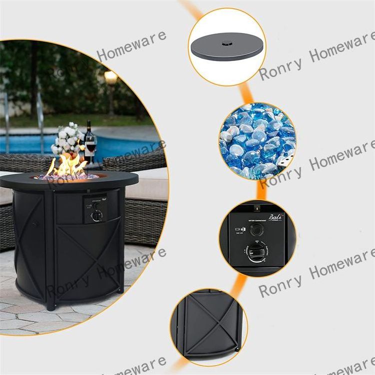 outdoor furniture round propane backyard hot sell garden decoration 40000btu metal  stove table laser cut table design fire pit