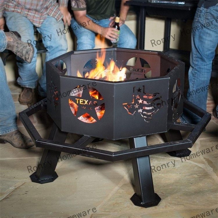 Courtyard Garden Wrought iron fire pit Wood burning hexagonal portable outdoor indoor camping charcoal fire pit